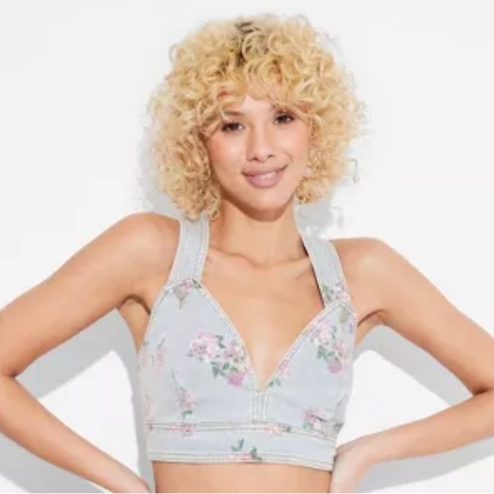 Wild Fable Blue Pink Sleeveless Crop Top